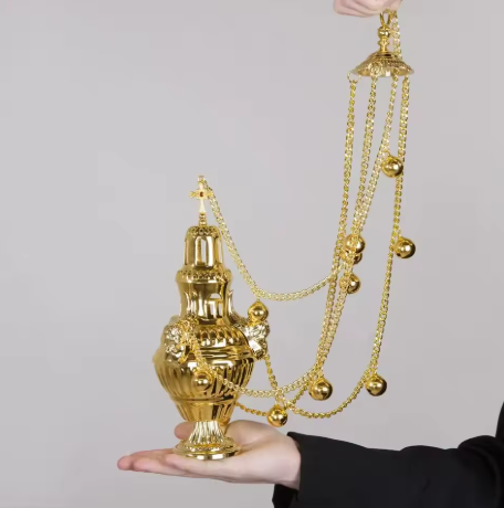Orthodox Hanging Censer - Gold Plated with Chain & Bells