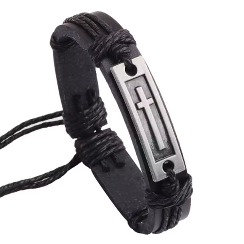 Leather Cross Bracelet - Vintage Christian Jewelry
