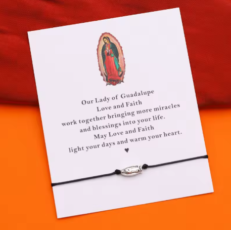 Our Lady of Guadalupe Wish Bracelet - Black String Faith Bracelet