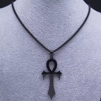 Black Ankh Necklace - Gothic Egyptian Key of Life