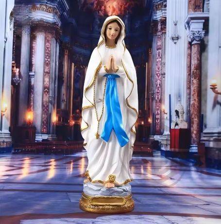 Our Lady of Lourdes Statue - Hand-Painted Resin