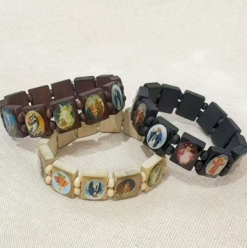 Wooden Saints Rosary Bracelet - Catholic Religious Jewelry