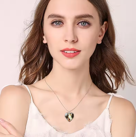 Guardian Angel Heart Necklace - Crystal Pendant